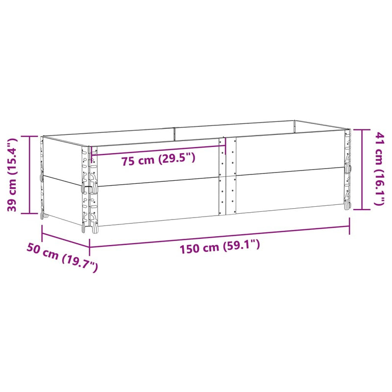 Garden Planter Grey 150x50 cm Solid Wood Pine