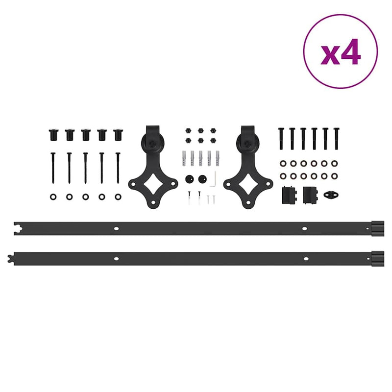 Sliding Door Hardware Kit 427 cm Steel Black