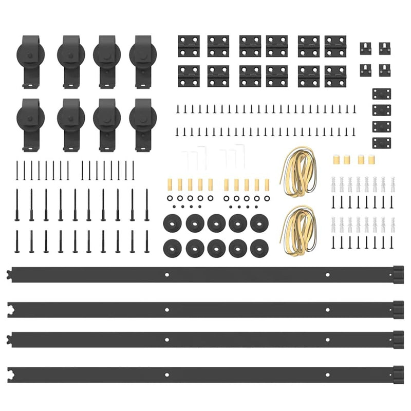 Sliding Door Hardware Kit 400 cm Steel Black