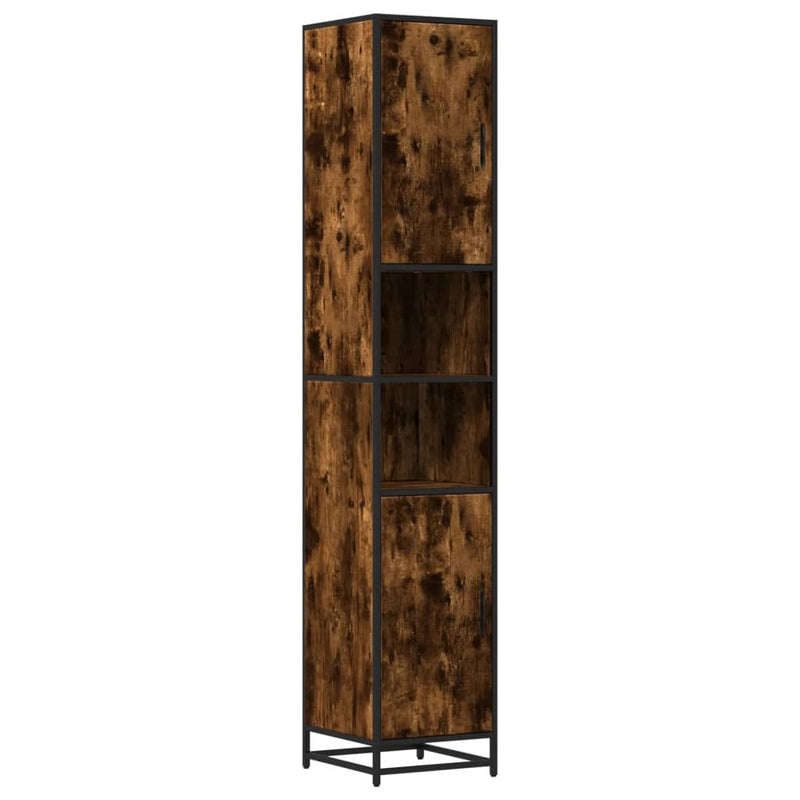 Bathroom Cabinet Smoked Oak 35x37.5x188.5 cm Engineered Wood and Metal