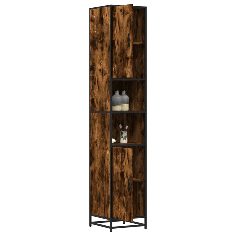 Bathroom Cabinet Smoked Oak 35x37.5x188.5 cm Engineered Wood and Metal