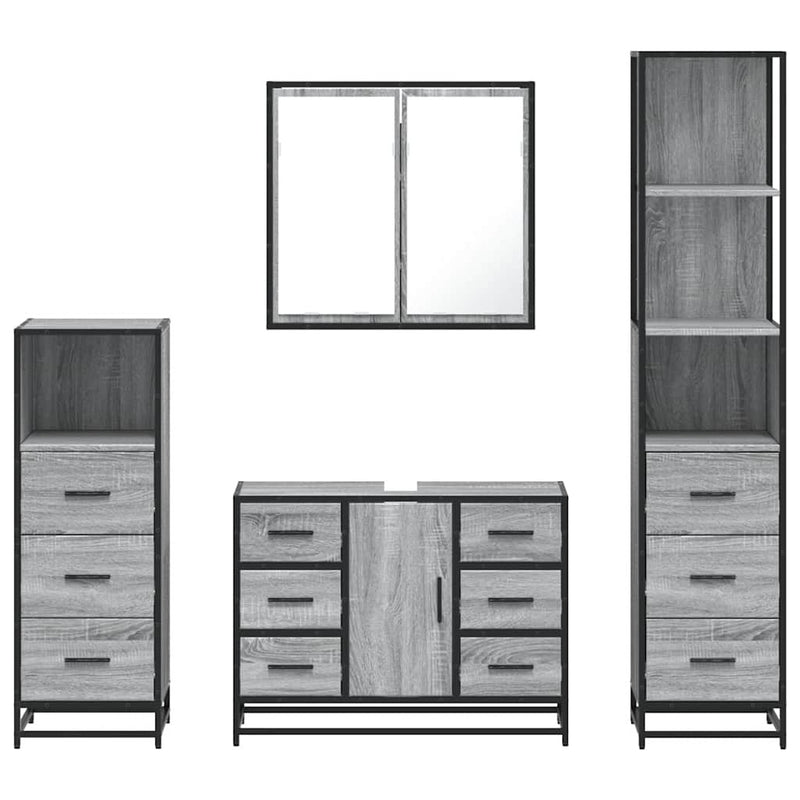 4?Piece Bathroom Furniture Set?Grey Sonoma Engineered Wood