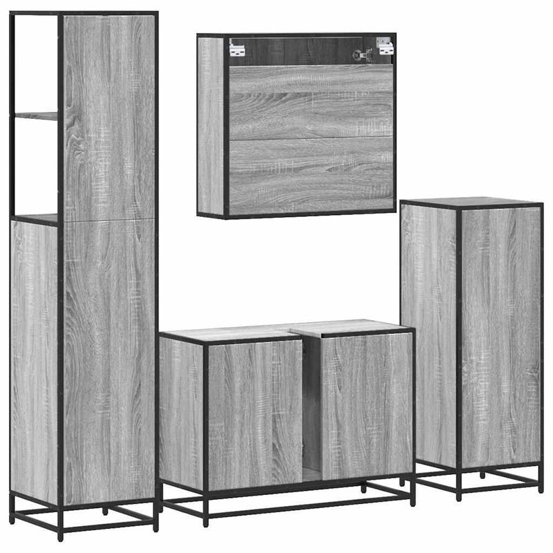 4?Piece Bathroom Furniture Set?Grey Sonoma Engineered Wood