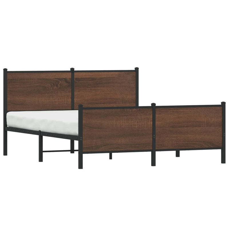 Metal Bed Frame without Mattress Brown Oak 150x200 cm King Size