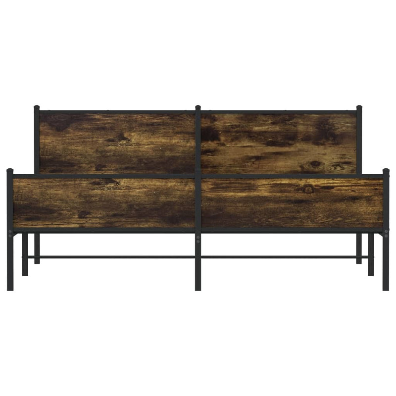 Metal Bed Frame without Mattress Smoked Oak 160x200 cm