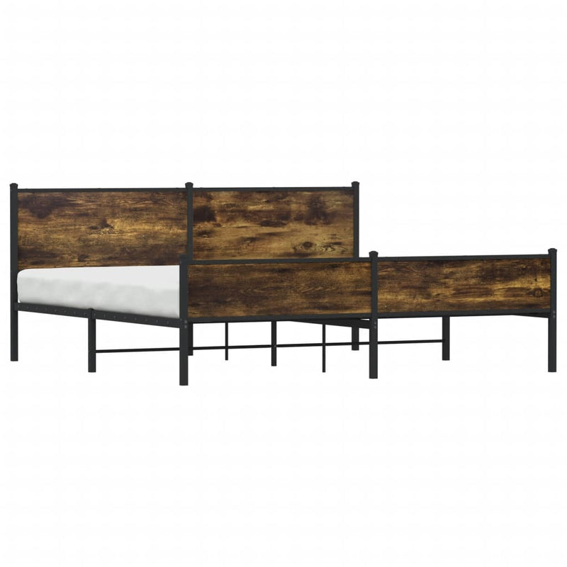 Metal Bed Frame without Mattress Smoked Oak 193x203 cm