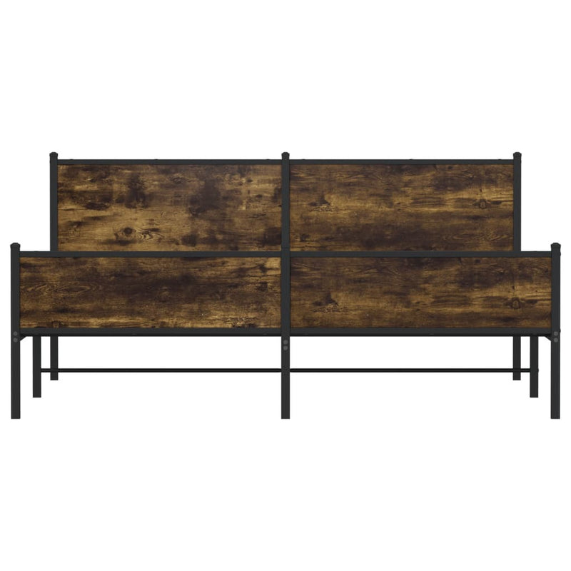 Metal Bed Frame without Mattress Smoked Oak 193x203 cm