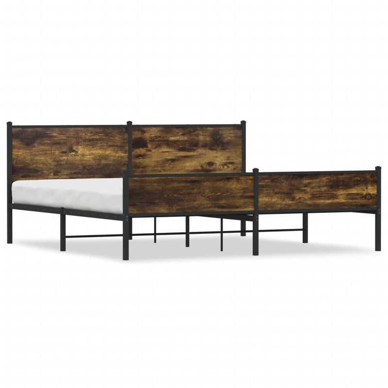 Metal Bed Frame without Mattress Smoked Oak 193x203 cm