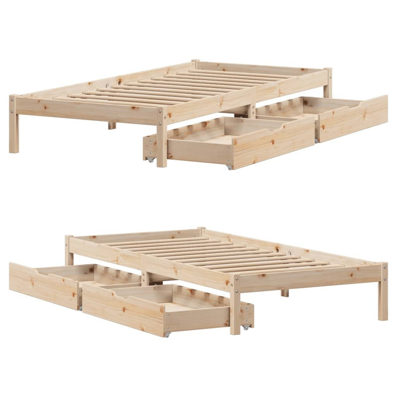 Bed Frame without Mattress 75x190 cm Small Single Solid Wood Pine