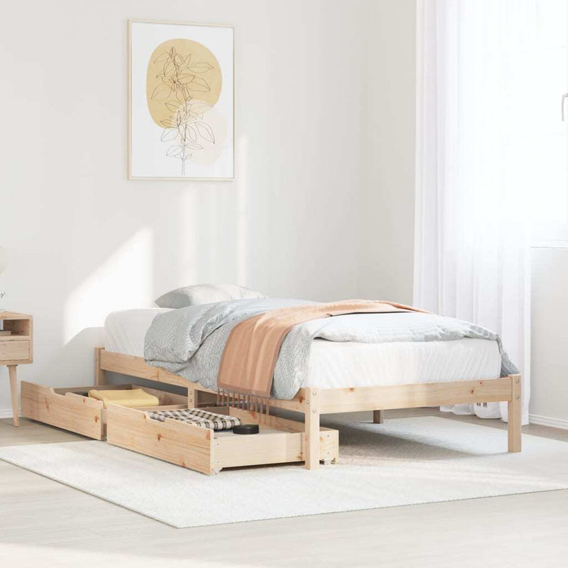 Bed Frame without Mattress 75x190 cm Small Single Solid Wood Pine