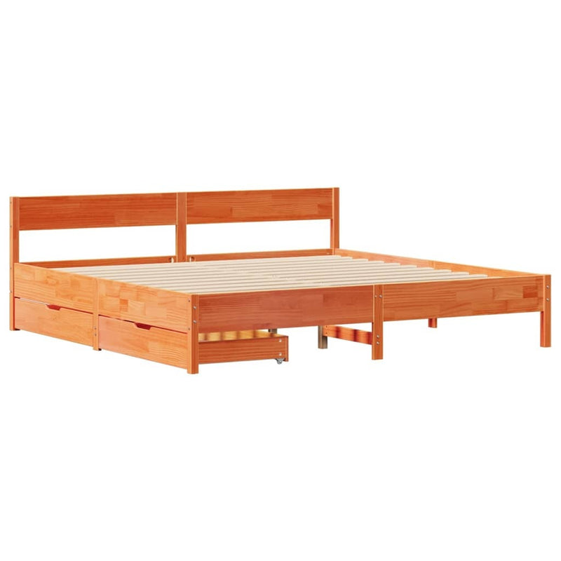 Bed Frame without Mattress Wax Brown 200x200 cm Solid Wood Pine