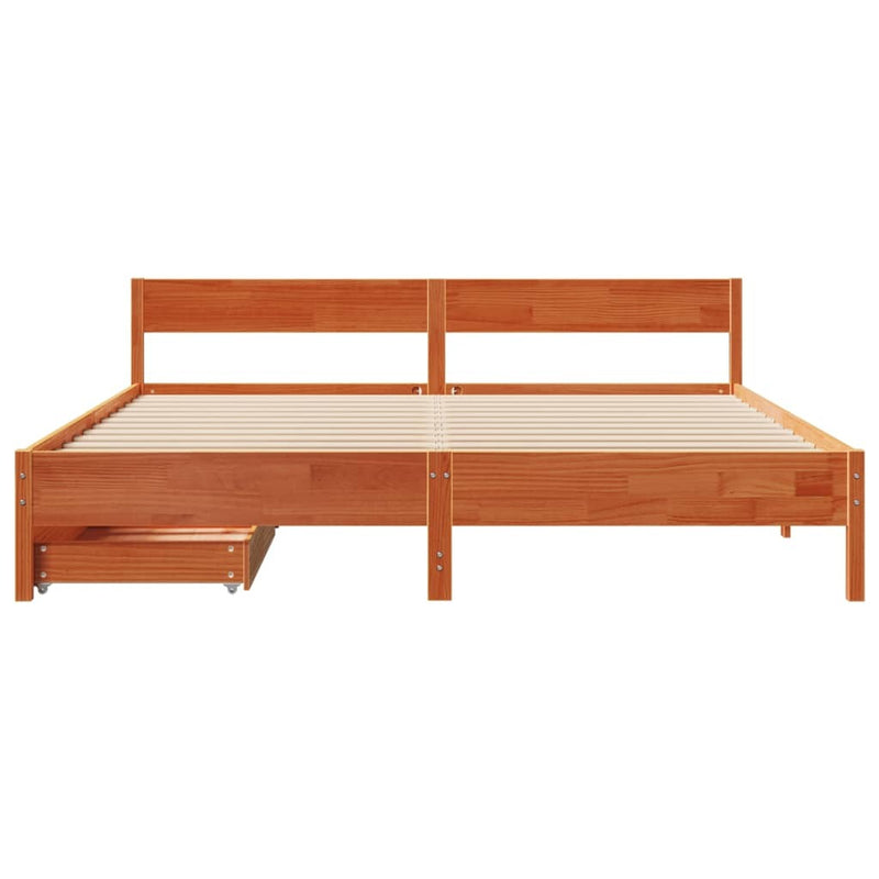 Bed Frame without Mattress Wax Brown 200x200 cm Solid Wood Pine