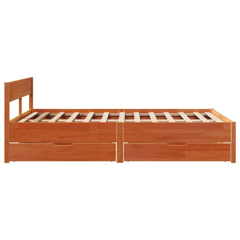 Bed Frame without Mattress Wax Brown 120x190 cm Small Double Solid Wood Pine