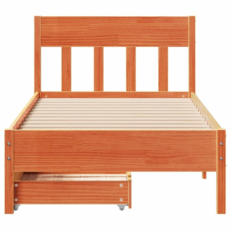 Bed Frame without Mattress Wax Brown 100x200 cm Solid Wood Pine