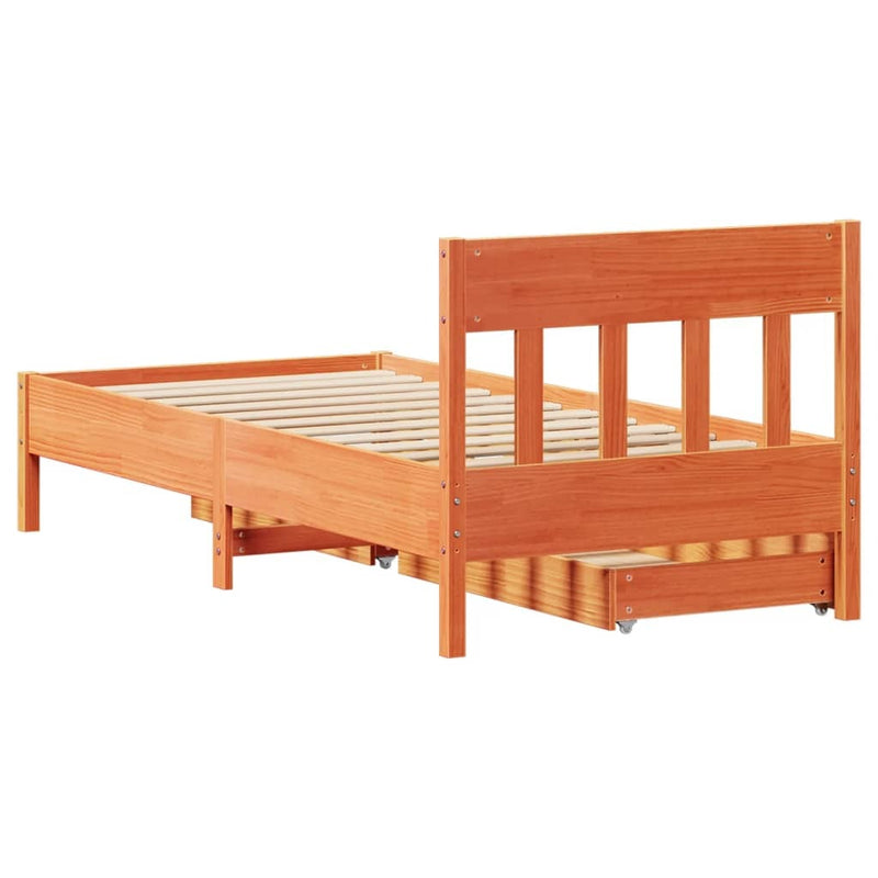 Bed Frame without Mattress Wax Brown 100x200 cm Solid Wood Pine