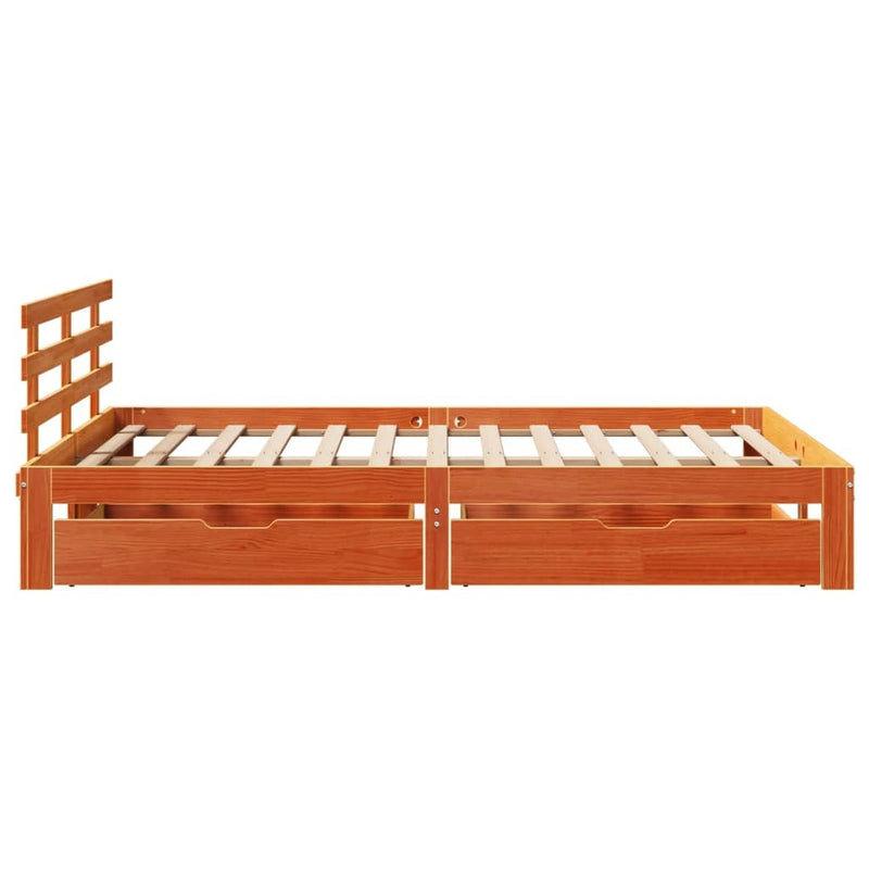 Bed Frame with Drawers without Mattress Wax Brown 140x200 cm