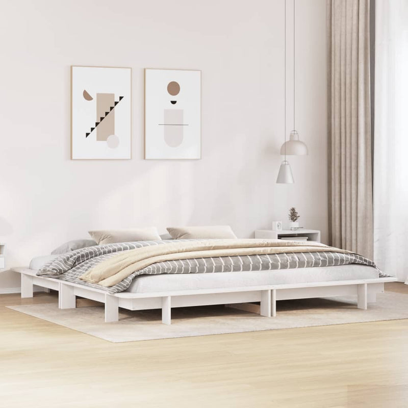 Bed Frame without Mattress White 180x200 cm Super King Solid Wood Pine