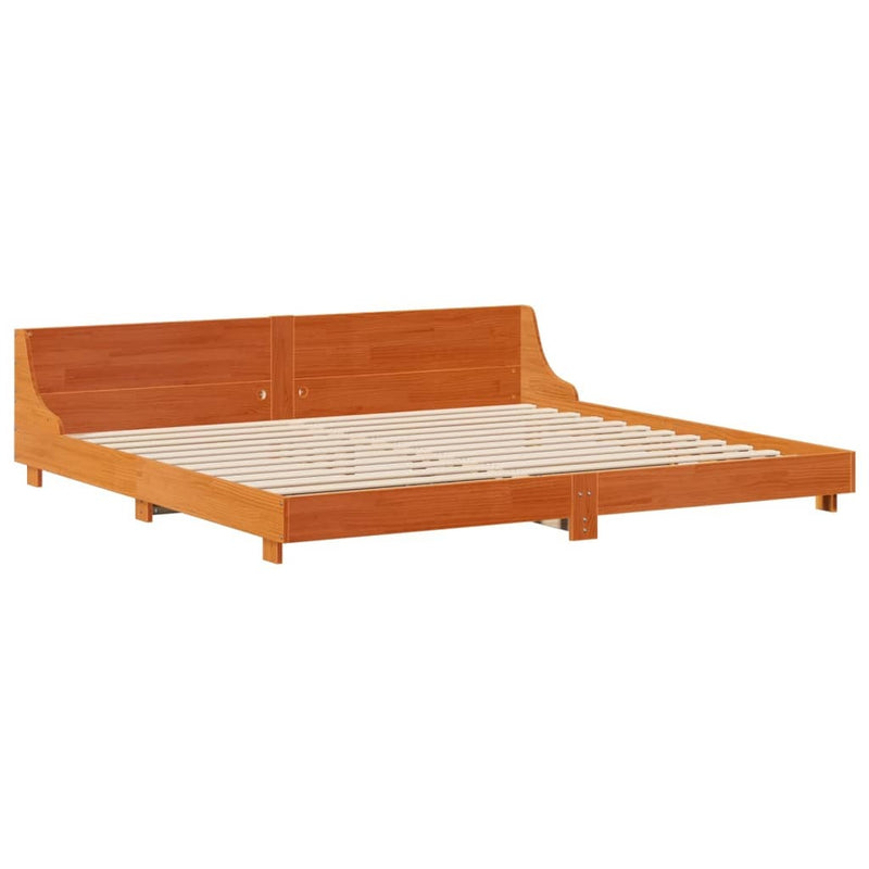 Bed Frame without Mattress Wax Brown 200x200 cm Solid Wood Pine