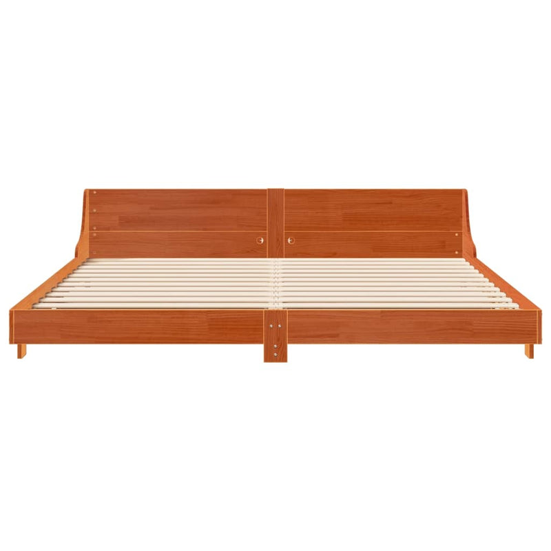 Bed Frame without Mattress Wax Brown 200x200 cm Solid Wood Pine