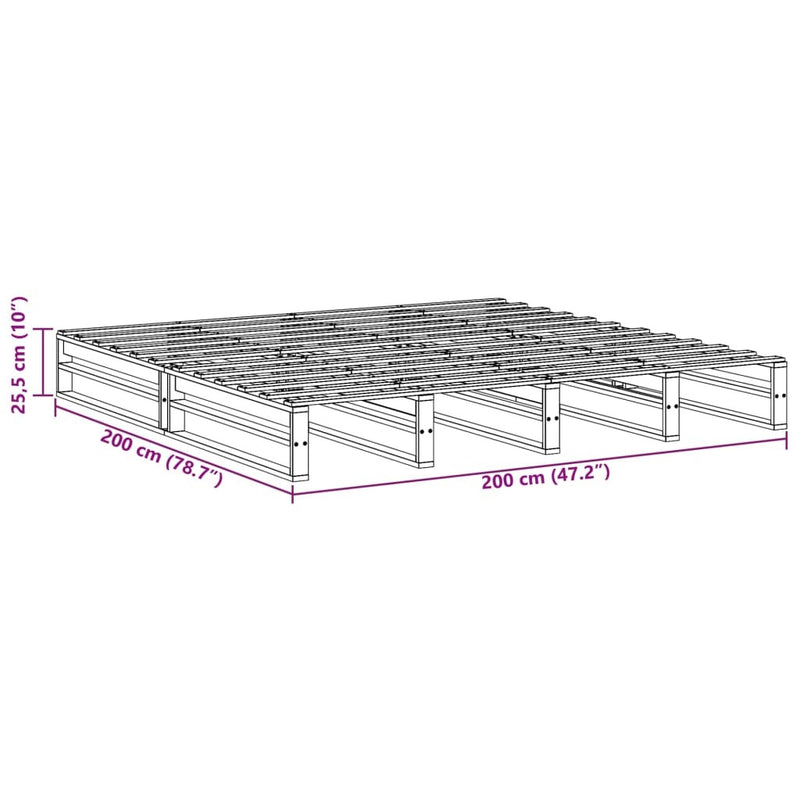 Bed Frame without Mattress Wax Brown 200x200 cm Solid Wood Pine