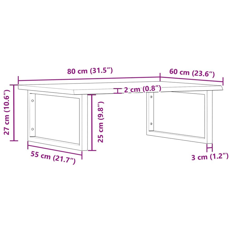 Basin Shelf Wall Mounted Steel and Solid Wood Oak