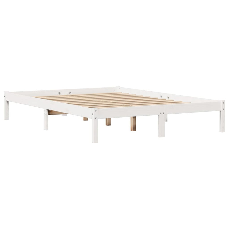 Bed Frame without Mattress White 140x190 cm Solid Wood Pine