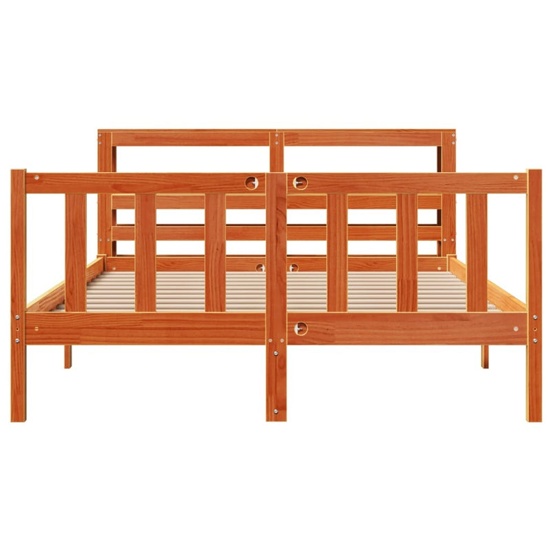 Bed Frame with Headboard without Mattress Wax Brown 120x190 cm Small Double