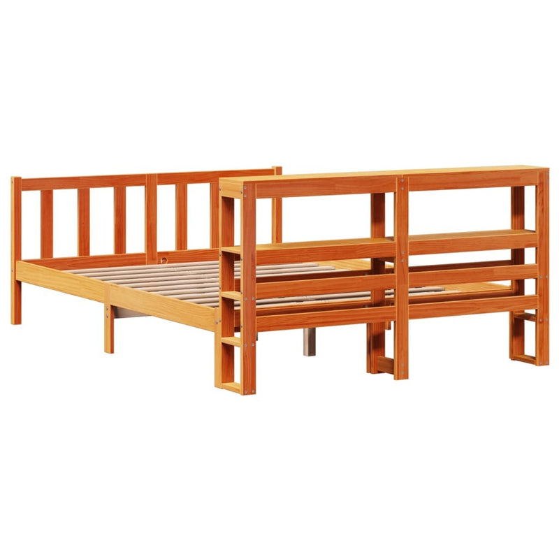 Bed Frame with Headboard without Mattress Wax Brown 120x190 cm Small Double