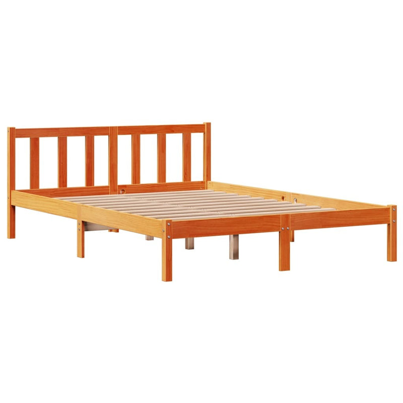 Bed Frame with Headboard without Mattress Wax Brown 120x190 cm Small Double