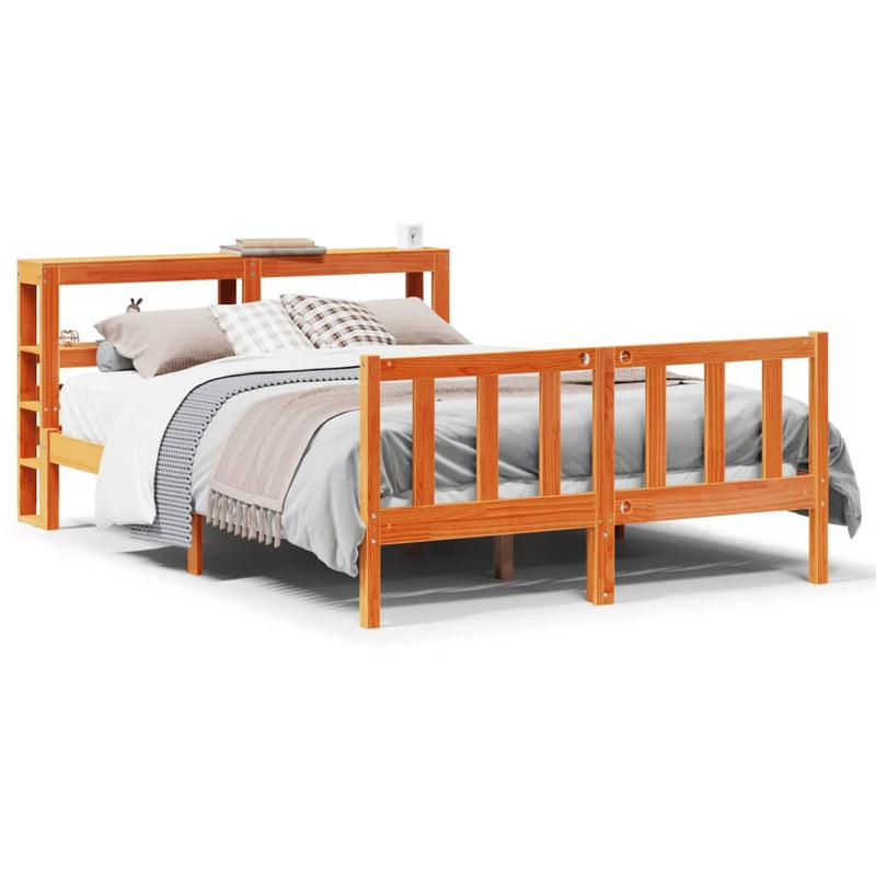 Bed Frame with Headboard without Mattress Wax Brown 120x190 cm Small Double