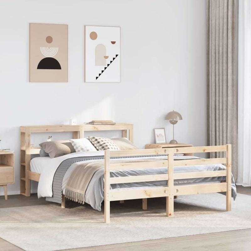 Bed Frame without Mattress 140x190 cm Solid Wood Pine