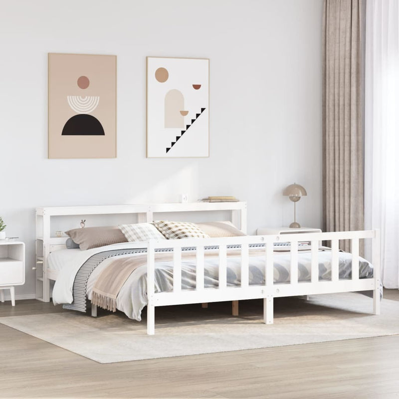 Bed Frame without Mattress White 180x200 cm Super King Solid Wood Pine