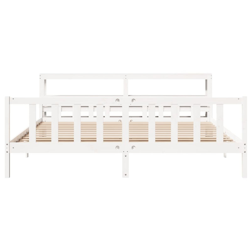 Bed Frame without Mattress White 180x200 cm Super King Solid Wood Pine