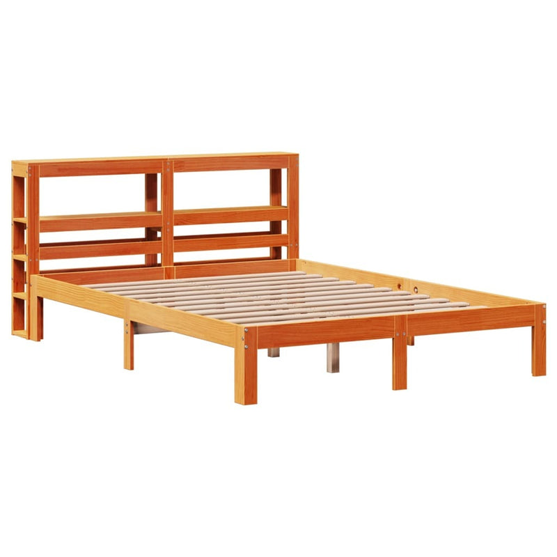 Bed Frame without Mattress Wax Brown 140x200 cm Solid Wood Pine