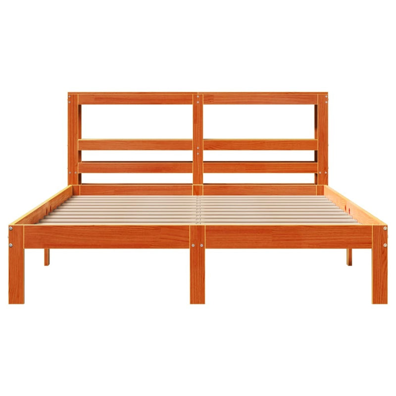 Bed Frame without Mattress Wax Brown 140x200 cm Solid Wood Pine