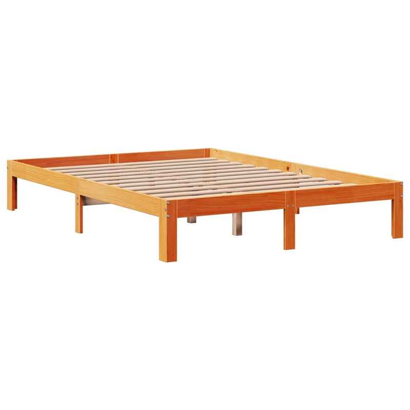 Bed Frame without Mattress Wax Brown 140x200 cm Solid Wood Pine