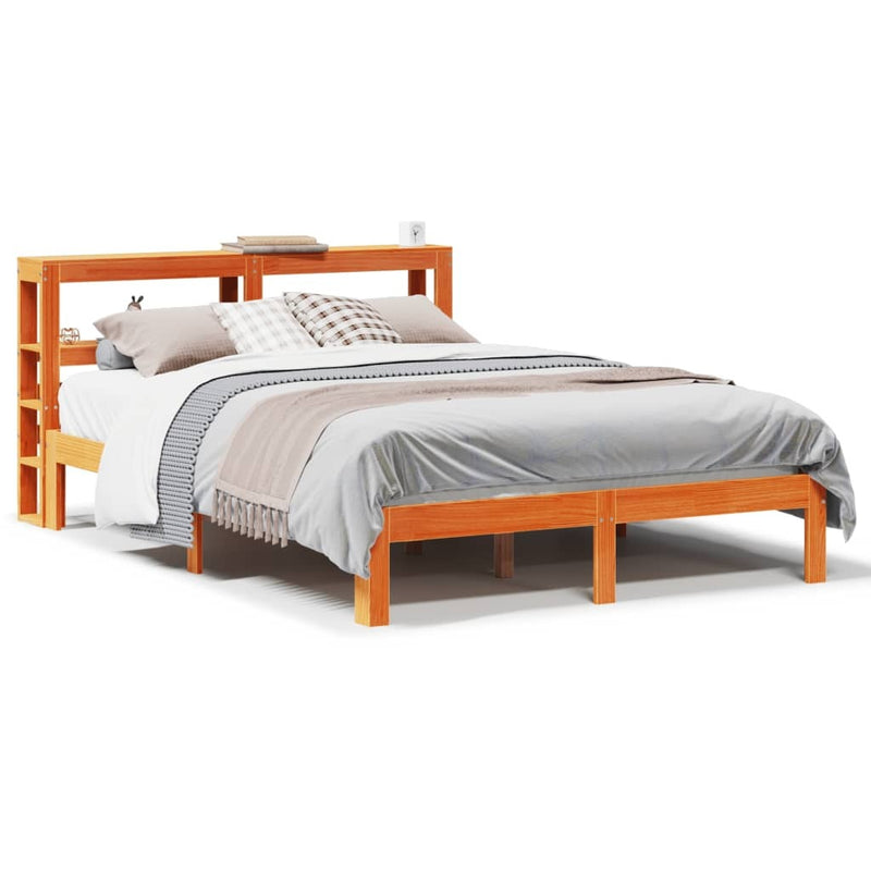 Bed Frame without Mattress Wax Brown 140x200 cm Solid Wood Pine