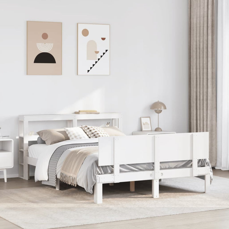 Bed Frame with Headboard without Mattress White 120x200 cm