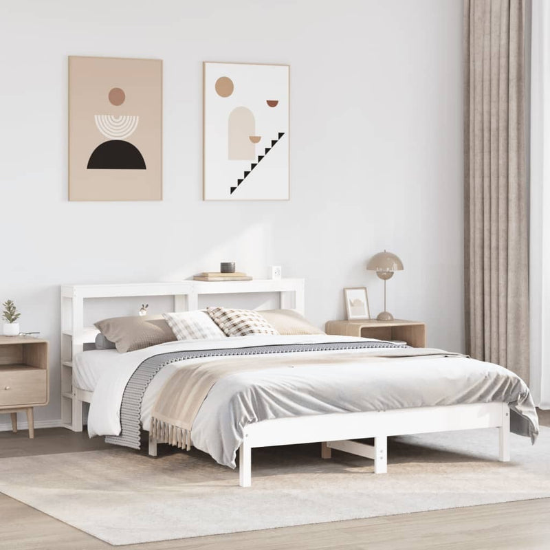 Bed Frame without Mattress White 160x200 cm Solid Wood Pine