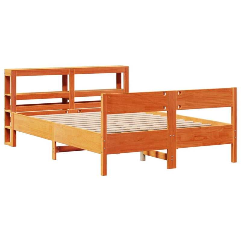 Bed Frame without Mattress Wax Brown 160x200 cm Solid Wood Pine