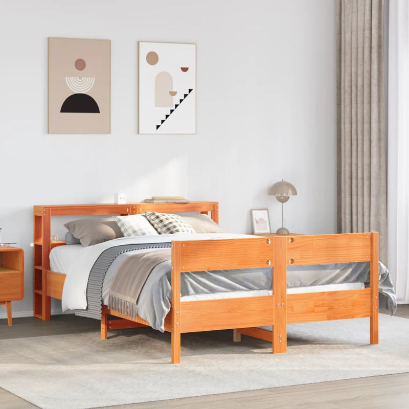 Bed Frame without Mattress Wax Brown 160x200 cm Solid Wood Pine