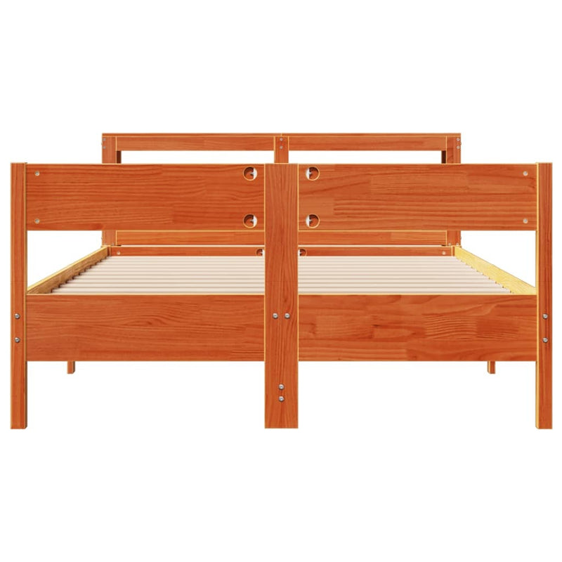 Bed Frame without Mattress Wax Brown 160x200 cm Solid Wood Pine