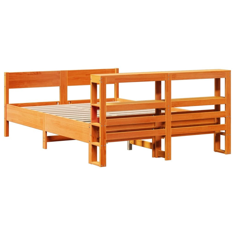 Bed Frame without Mattress Wax Brown 160x200 cm Solid Wood Pine