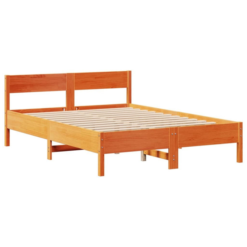 Bed Frame without Mattress Wax Brown 160x200 cm Solid Wood Pine