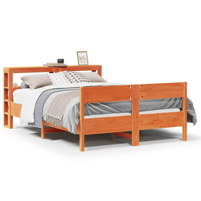 Bed Frame without Mattress Wax Brown 160x200 cm Solid Wood Pine