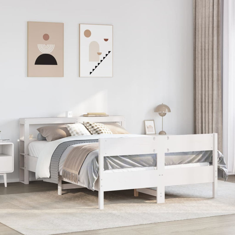 Bed Frame without Mattress White 140x200 cm Solid Wood Pine