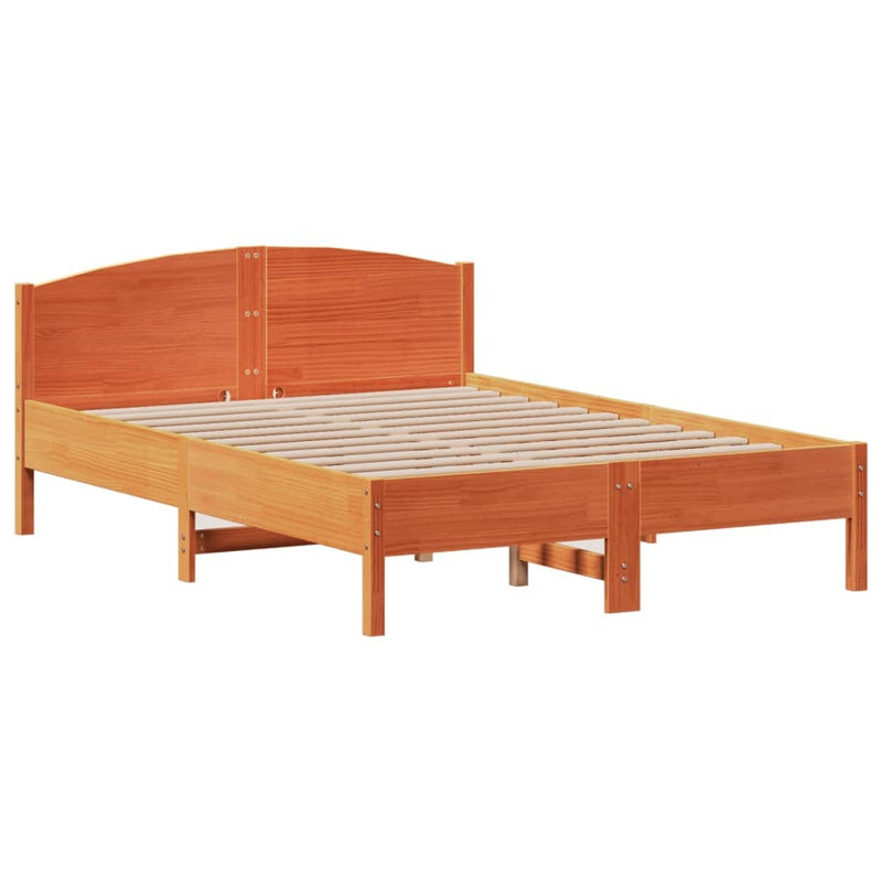 Bed Frame without Mattress Wax Brown 120x190 cm Small Double Solid Wood Pine