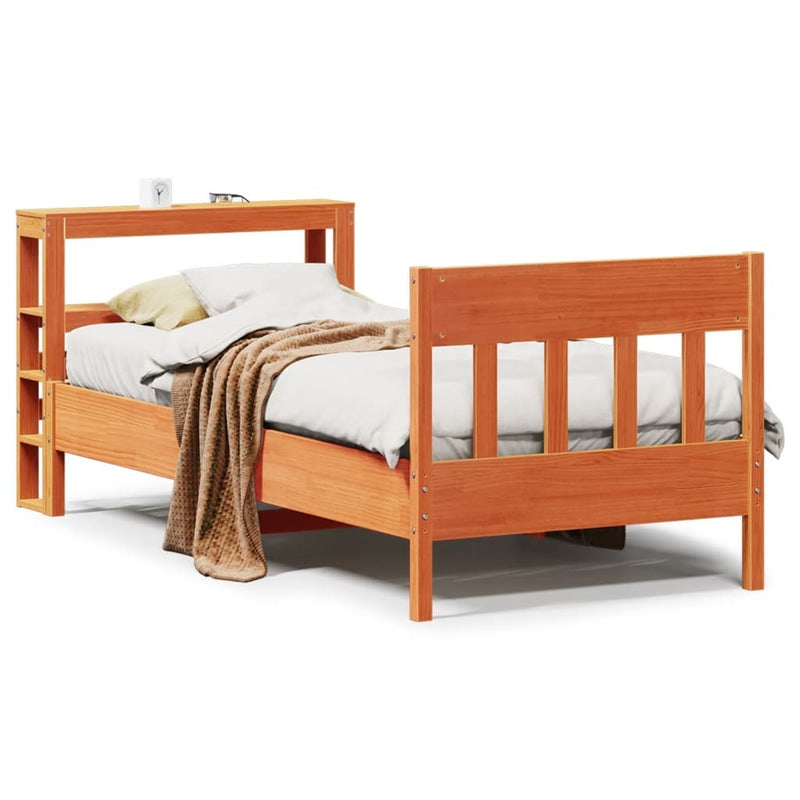 Bed Frame without Mattress Wax Brown 90x200 cm Solid Wood Pine