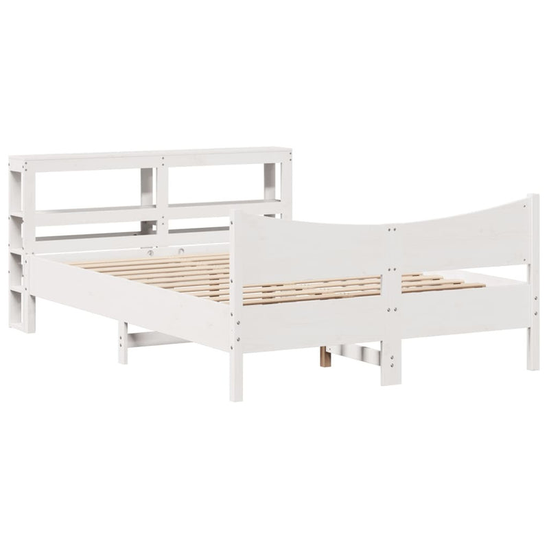 Bed Frame with Headboard White 160x200 cm Solid Wood Pine