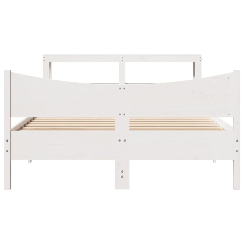 Bed Frame with Headboard White 160x200 cm Solid Wood Pine